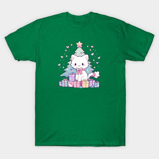 A meowy Christmas (white cat) T-Shirt by etherElric